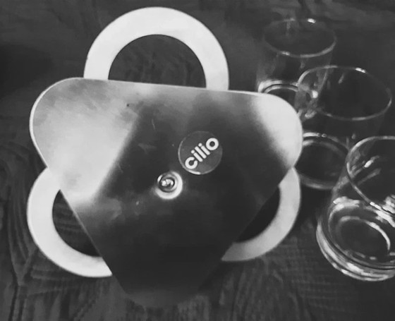 Image 1 of vintage Cilio Germany luxe dranken set 3 glazen met RVS houder