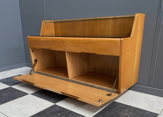 Image 1 of lowboard  with black glass top 1960s