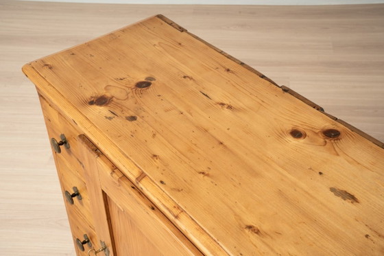 Antieke grenen Biedermeier kast met vier laden – Opbergkast, Hout (photo 14 of 15)