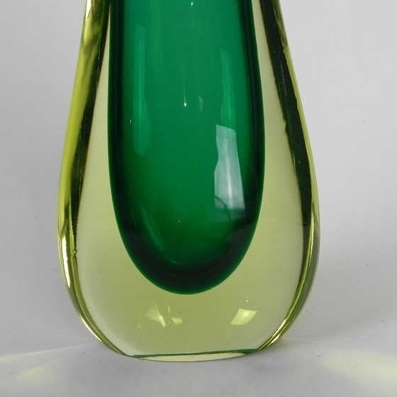 Murano Sommerso Vase in Green and Yellow-Amber Glass, 1960s – Vintage (photo 7 of 14)