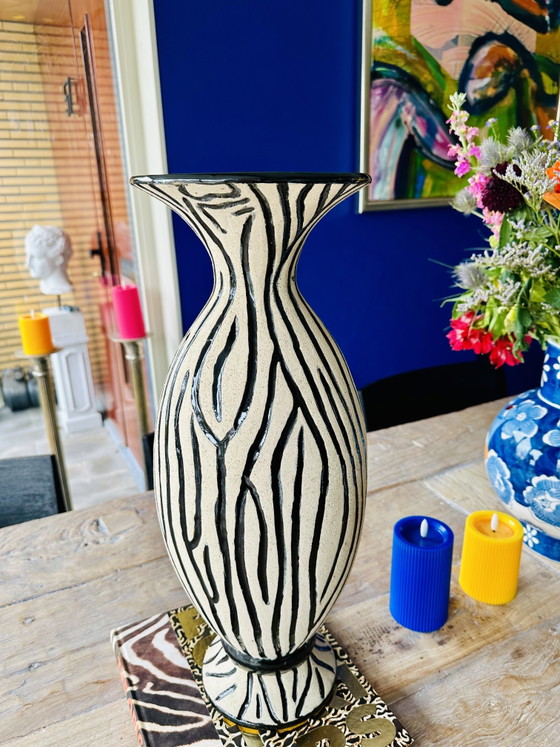 DK Home Vintage Zebra Vase 53 cm High – Ceramic, Stone (photo 2 of 6)