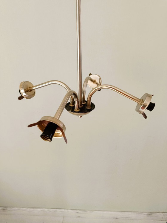 Image 1 of Lustre en métal et abat-jours coniques années 70