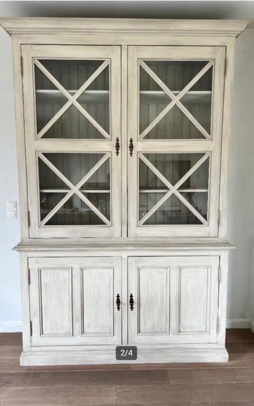Buffet classique en bois vitrine avec portes vitrées meuble de cuisine bibliothèque Flamant
