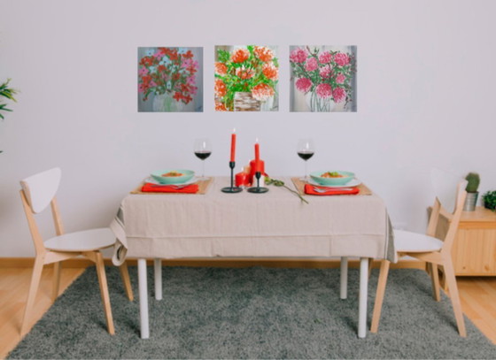 Image 1 of 3 flower paintings