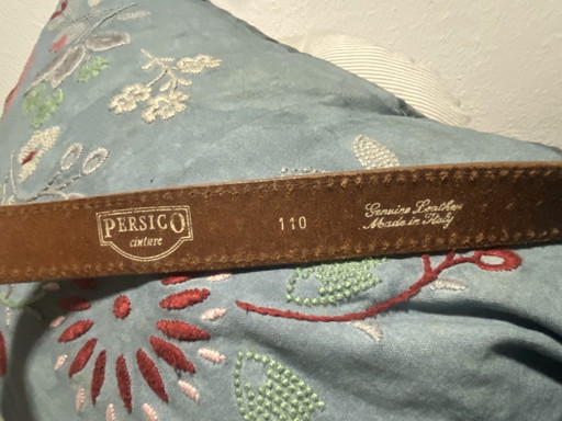 Cintura intrecciata Persico, 110 cm, pelle marrone, vintage