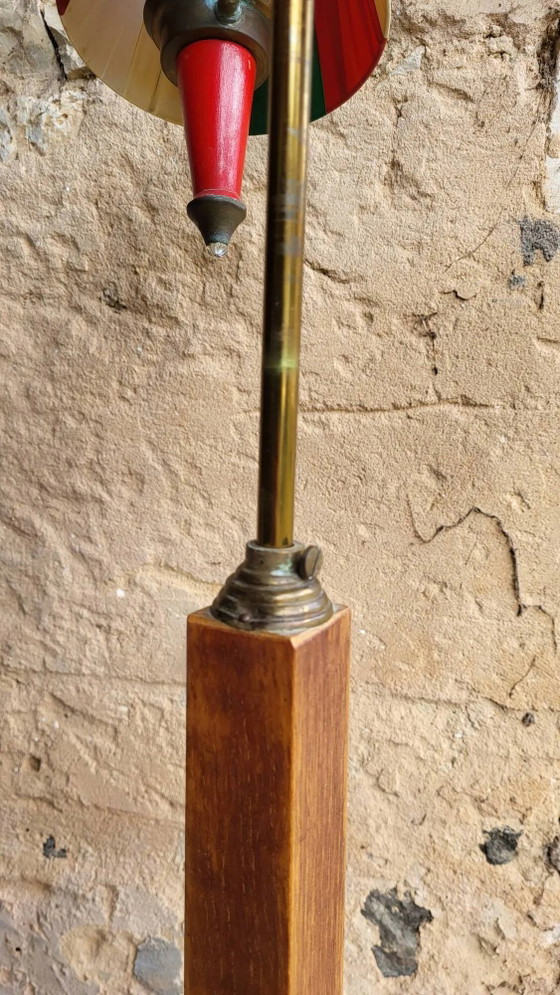 Lampadaire étagère vintage à 3 lumières des années 1950 – Wood, Plastic (photo 7 of 11)