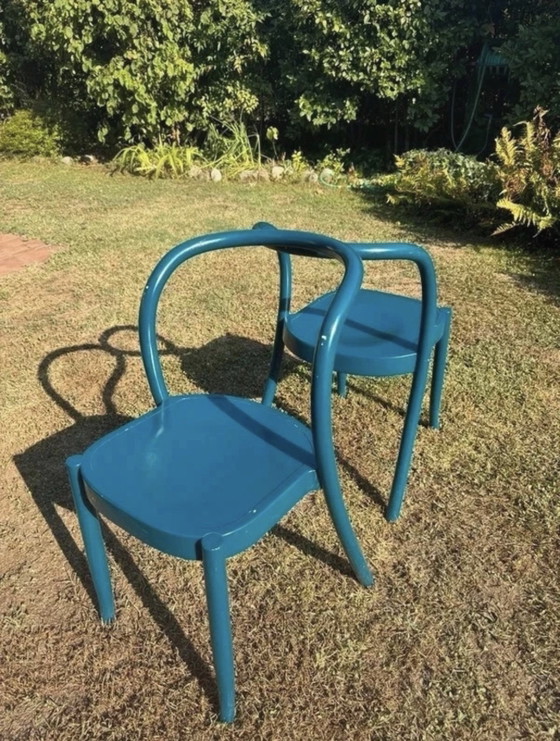 Pair of Moroso St. Mark Chairs by Martino Gamper, Ocean Blue, 2015, Chairs and lounge chairs, Wood (photo 14 of 14)