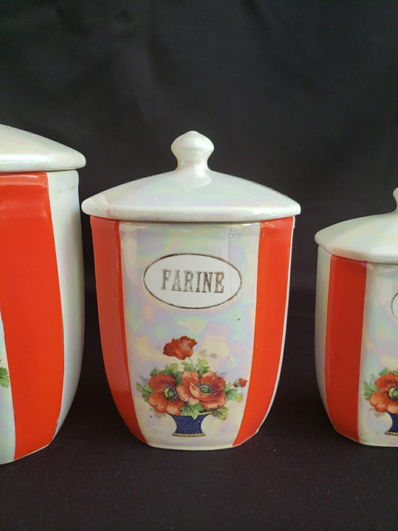 Set of 5 Vintage 1950s Kitchen Spice Jars, Kitchen accessories, Ceramic, Multi Color (photo 3 of 8)