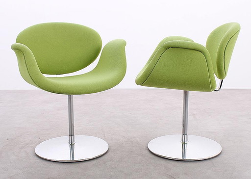 2X Artifort Little Tulip Armchair Green