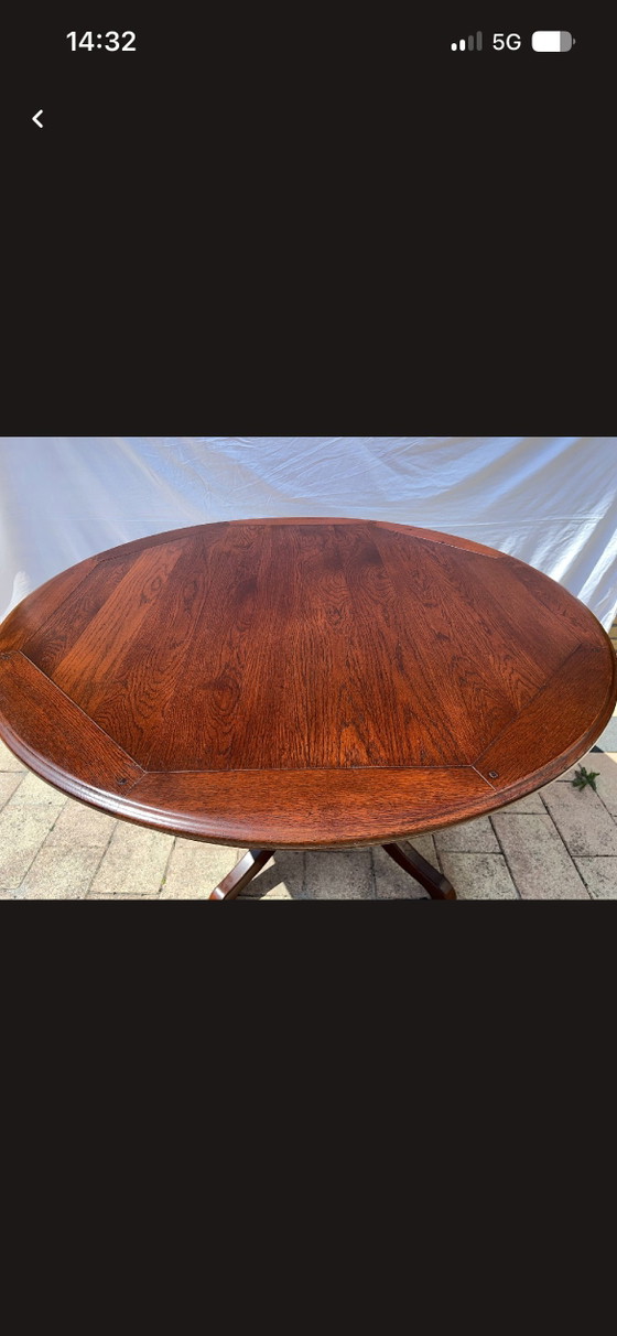 Image 1 of Bannink jugendstil kersenhouten eetkamer tafel 