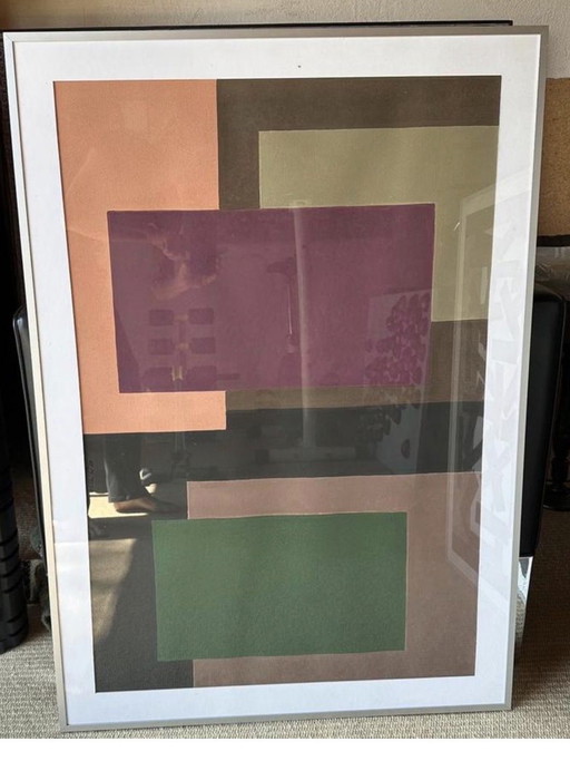 Large abstract painting framed