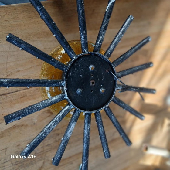 Image 1 of wandlamp plafondlamp vintage 1960 Murano Italië brutalistische zon vorm