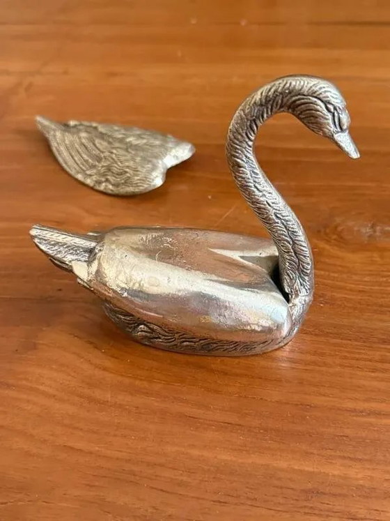 Stapelbare zwaanvormige asbak, Verzilverd metaal 20e eeuw, Tafelaccessoires (foto 3 van 11)