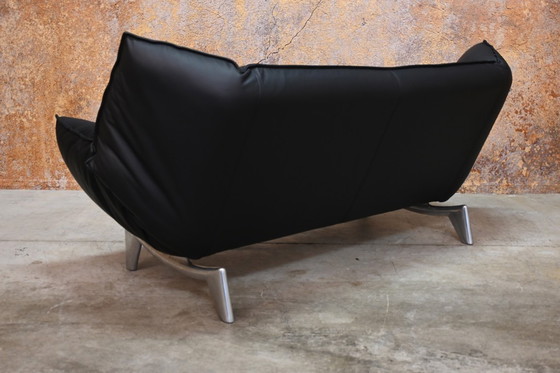 Image 1 of Refurbished black leather Leolux Tango designer sofa