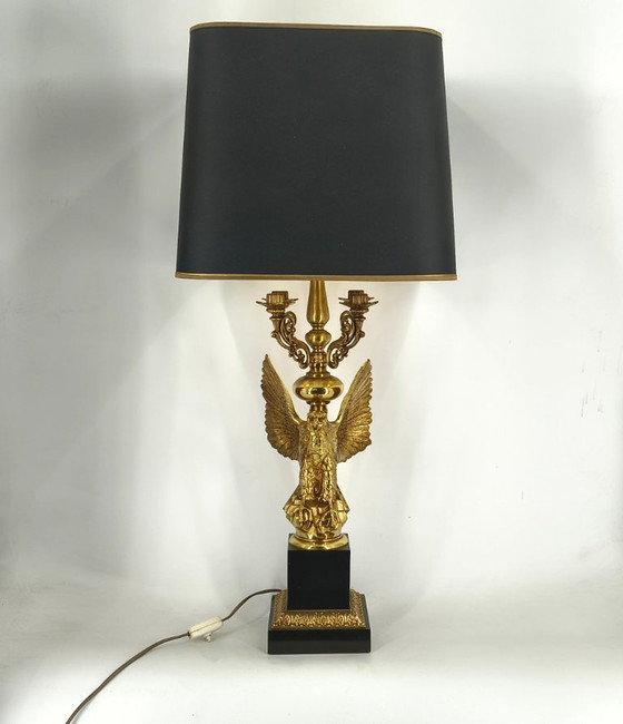 Image 1 of Empire style brass eagle table lamp by Lusterie Deknudt, 1970s
