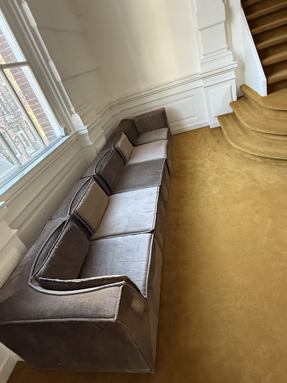 Image 1 of Modular vintage design sofa in brown velvet – 1970s Italian