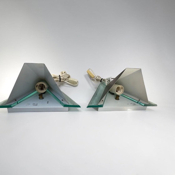 Vintage Honsel Glass Wall Lamp – Memphis Design 1980s – Set of 2 – Wall lights (photo 4 of 7)