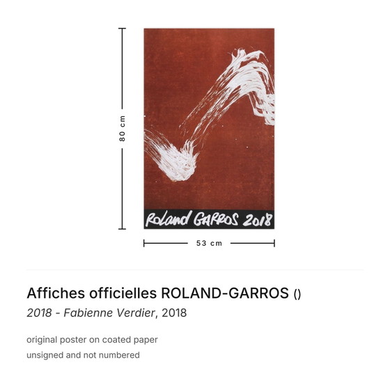 Image 1 of Cartel oficial de ROLAND-GARROS Fabienne Verdier 2018