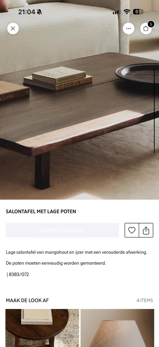 Mesa de centro de madera de mango de Zarahome, nueva en su embalaje