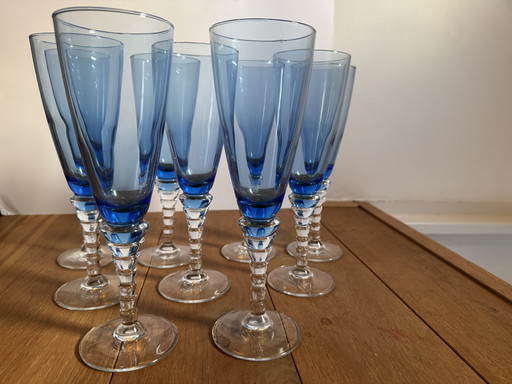 RKL Ruhr Kristall champagne glasses - twisted stem