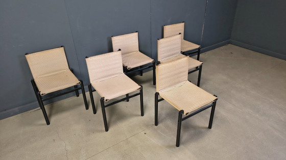 Image 1 of 6er-Set "Mastro" Esszimmerstühle von Afra & Tobia Scarpa für Molteni, Italien, 1980er Jahre