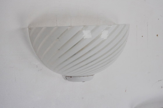 Image 1 of Italian Set of Three Striped Murano Glass Sconces in Venini Style, Italy 1970s