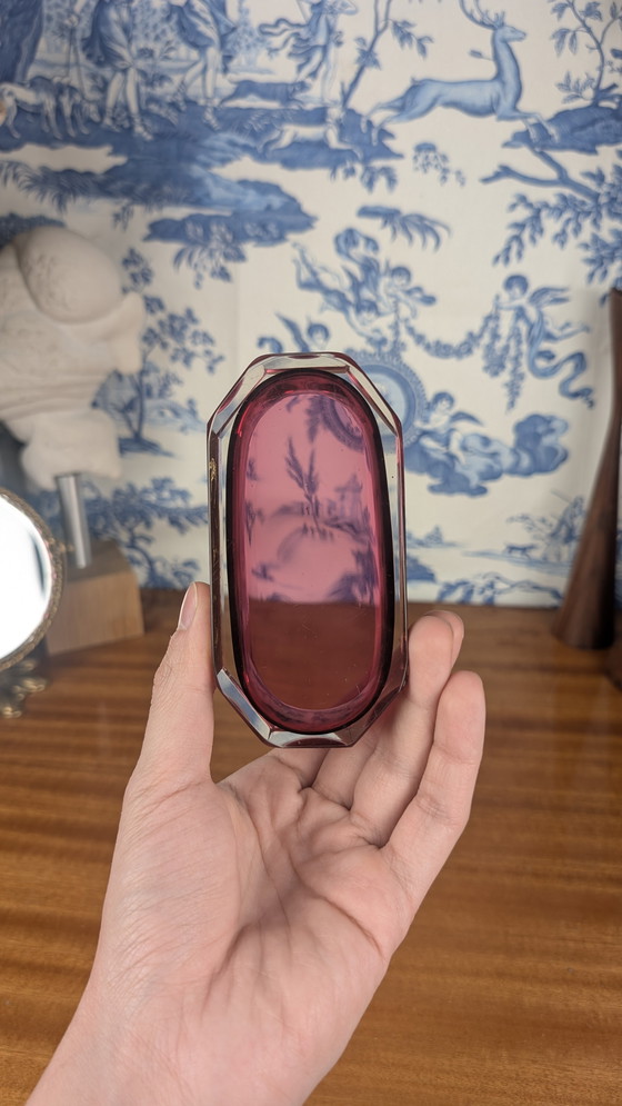 Image 1 of Moser Karlsbad Art Deco Enamelled Crystal Amethyst and Gold Mini Planter