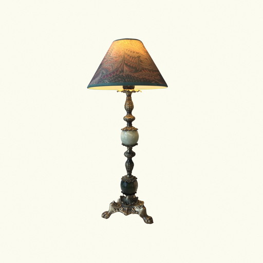 Lampe de table vintage en laiton avec marbre onyx - Classic Decor