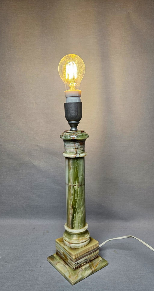 Gepolijst Groen Onyx Marmer, Metalen Armatuur. – tafellampen, Marble (photo 2 of 12)