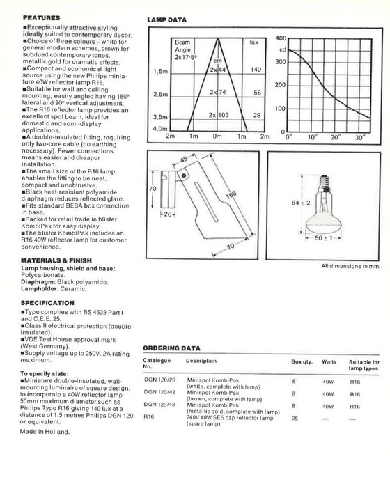 Image 1 of Philips Minispot DGN 120 – Década de 1970, Juego de 2, giratorio/inclinable