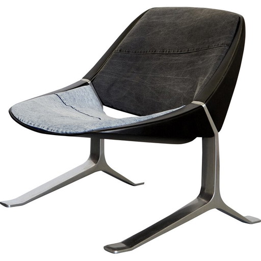 Paire de fauteuils vintage en aluminium et denim de Knut Hesterberg pour Selectform, Allemagne 1970s