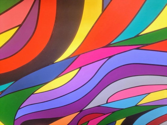 Image 1 of Courants Sauvages" - pintura abstracta de Franklin van Dam - Acrílico sobre MDF - 95 × 95 cm