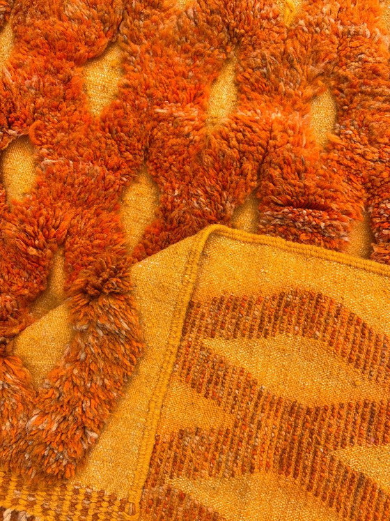 Oranje Marokkaans tapijt 200x300 cm, authentiek Marokkaans tapijt, Berber tapijt, echt wollen tapijt (photo 3 of 12)