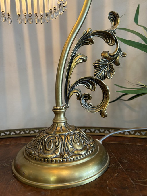 Set of 2 1920s table lamps with opaline rods, Italian – tafellampen, Copper, Crystal (photo 2 of 5)