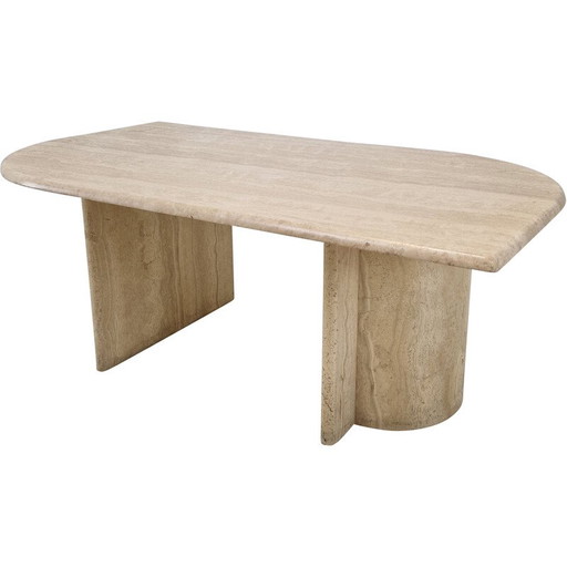 Mesa de centro vintage de travertino, Italia, 1980