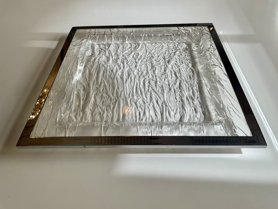 Image 1 of Italienisches Eisglas Tablett aus Acryl und Chrom 