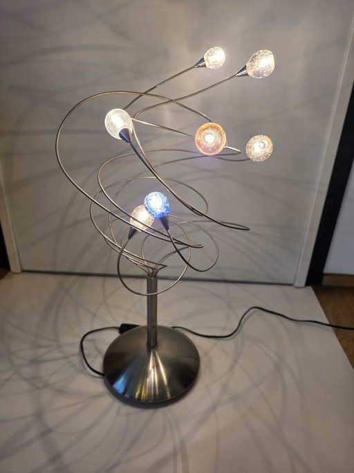 Unique Modern Spiral Table Lamp / Floor Lamp – Stainless Steel & Colored Glass – Harco Loor Style