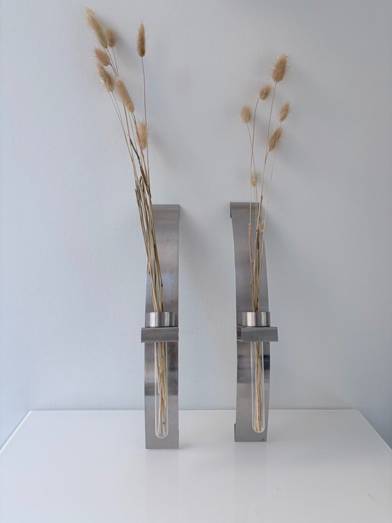 Set di 2 candelieri da parete / vasi da parete in acciaio inossidabile design – Decorazioni murali, rvs (photo 10 of 15)