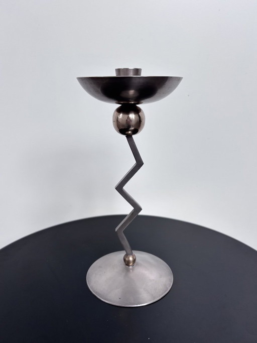 Zig-Zag vintage candle holder | Italy | 80s Memphis Milano inspired, postmodern Italian Design, Metal