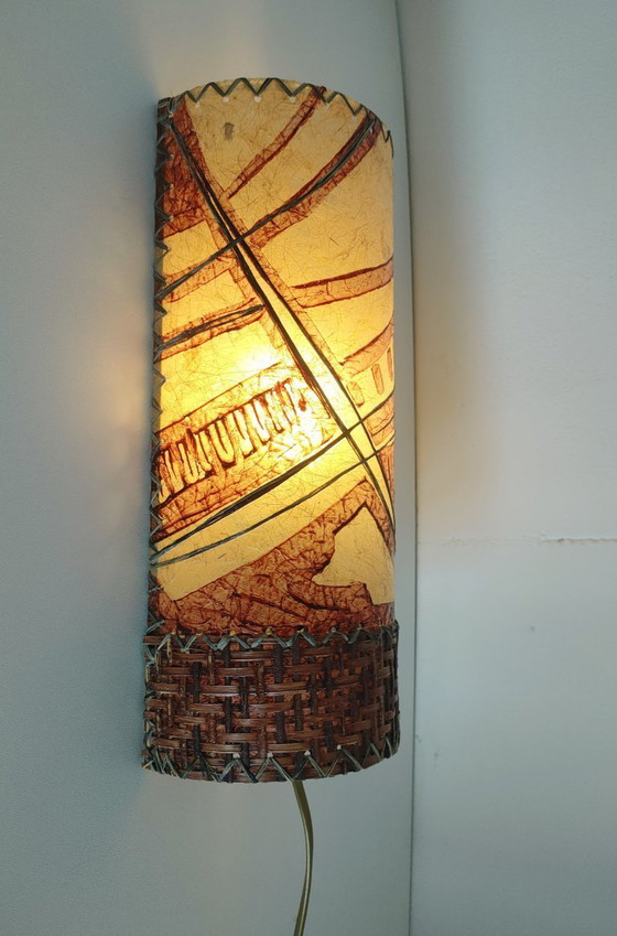 Image 1 of Lampada da parete unica in Washi/Rattan