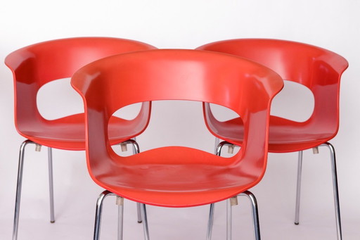 Set of 4 SCAB Design “Miss B” Chairs – Italian Stackable Dining Chairs, 1990s–2000s, Polycarbonate & Chrome, Vintage Modern