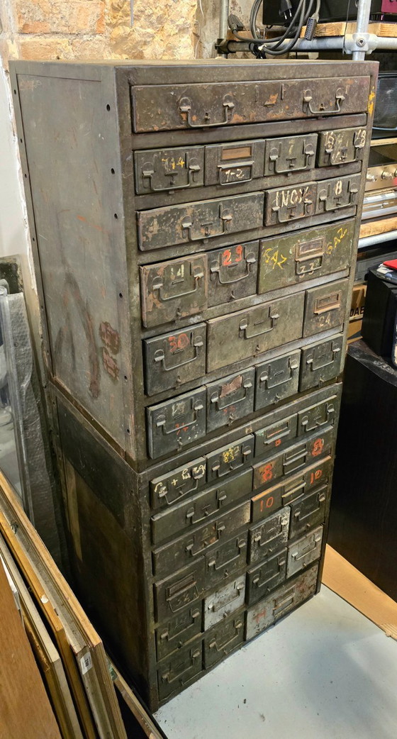 Image 1 of Military workbench - Two metal military mechanic's workbenches