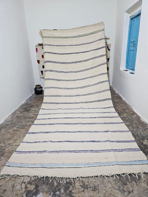 Antique Berber Kilim Rug - Unique Piece 390cm x 175cm – vloerkleden en tapijten, Cotton, Wool