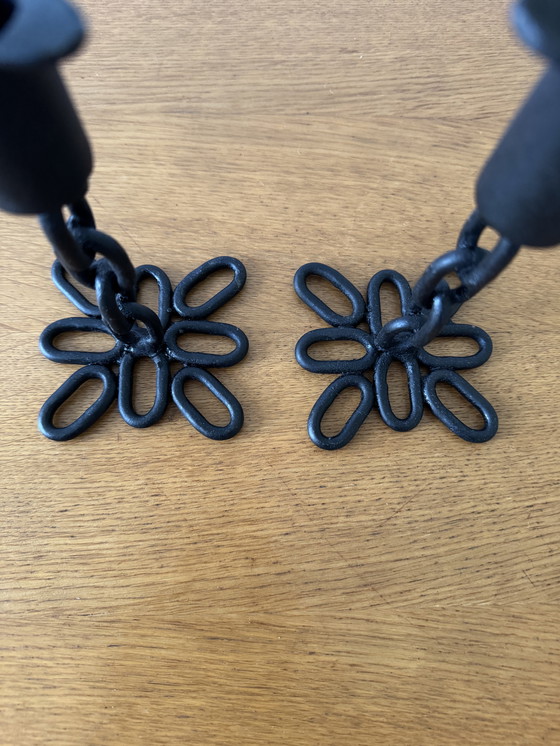 Image 1 of 60's Brutalistisch Smeedijzeren Kandelaars