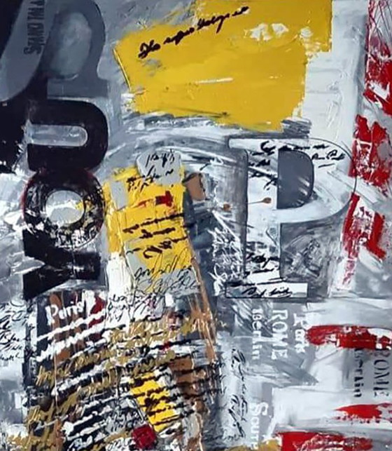Original Acrylic Painting Contemporary Street Art Newspaper – Paintings & Drawings, Canvas (photo 5 of 7)
