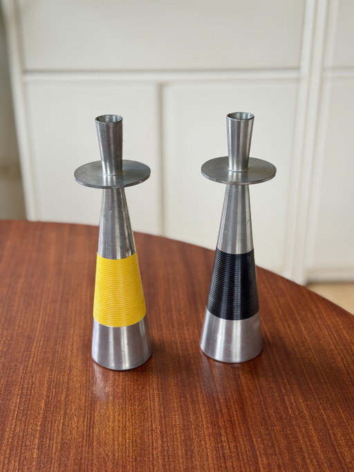 Set di candelieri vintage KMD Tiel anni '60 – Royal Holland Pewter – stile moderno di metà secolo