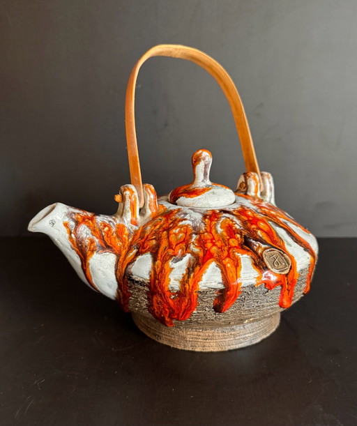 Prachtige Mid-Century Stijl Studio Pottery Theepot (Toegeschreven aan Adam Tobin, 1992)