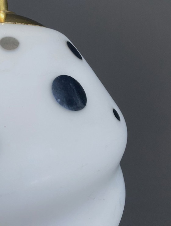 Image 1 of Lampada a sospensione bianca a pois neri 1960