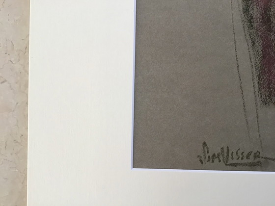 Pastel tekening van  Sim Visser, Schilderijen & Tekeningen, Papier, Aluminium, Zwart (foto 5 van 7)