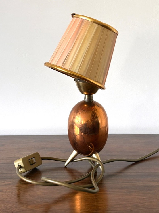 Vintage retro mini copper table lamp from the 1960s – Brass (photo 3 of 13)
